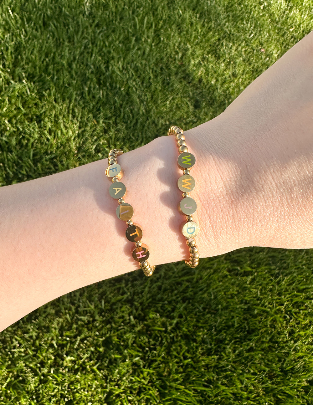 Gold Faith Letter Bracelet