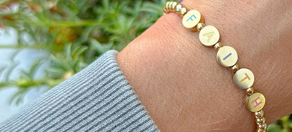Gold Faith Letter Bracelet