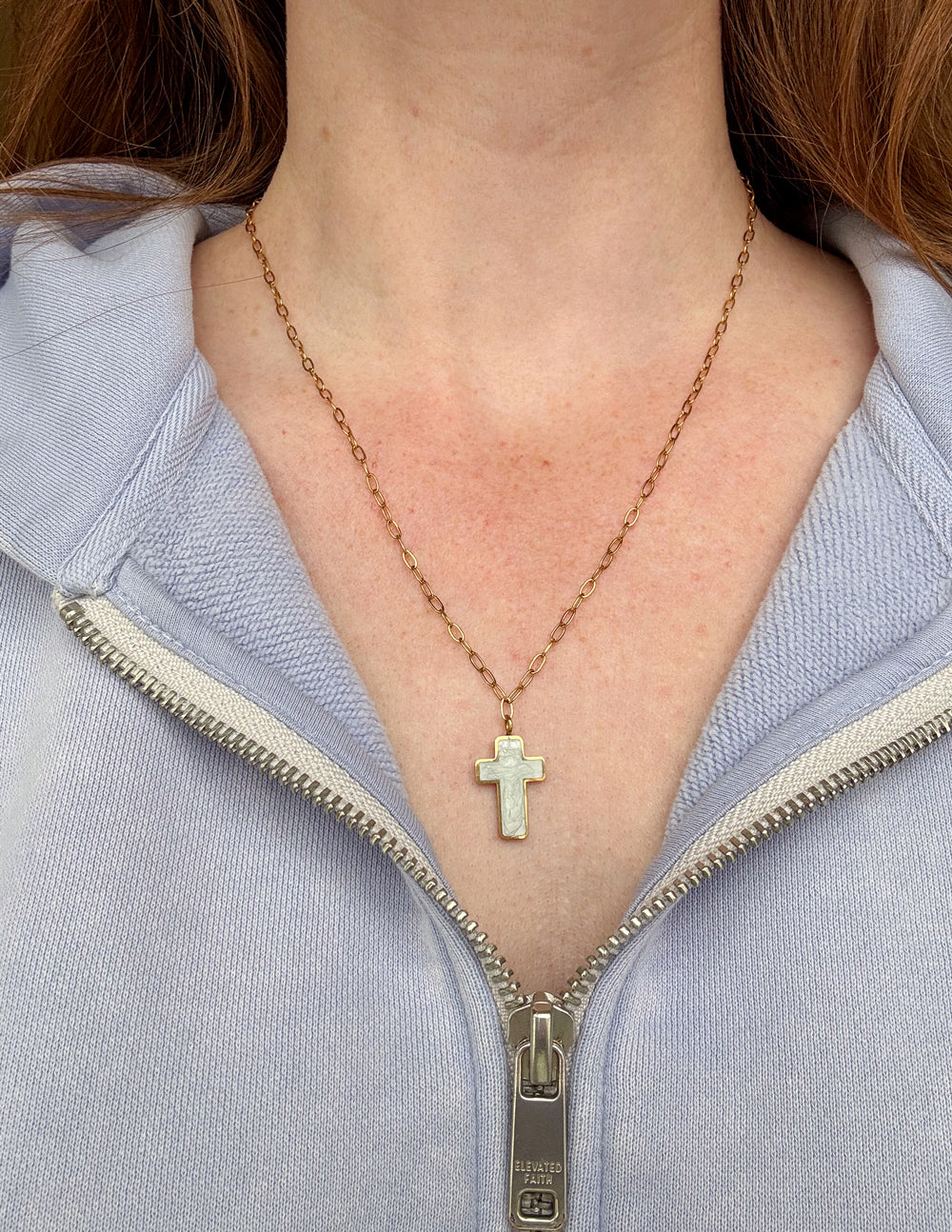 White Enamel Cross Necklace