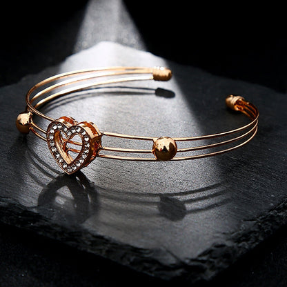 5 Pieces / Set Heart Gold Color Crystal Party Engagement Anniversary Wedding Jewelry Set Gifts For Women